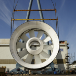 Suivi chantier hydroliennes de Paimpol – Bréhat – Mise en place de la turbine sur la barge.
