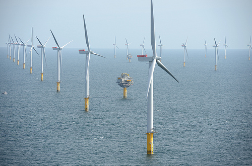 Parc éolien de Sheringham Shoal, en mer du Nord , aux larges des côtes du Royaume-Uni. (Crédit : NHD-INFO, Flickr)