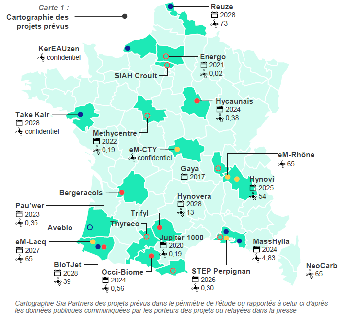 E-fuels : la carte des 24 projets français